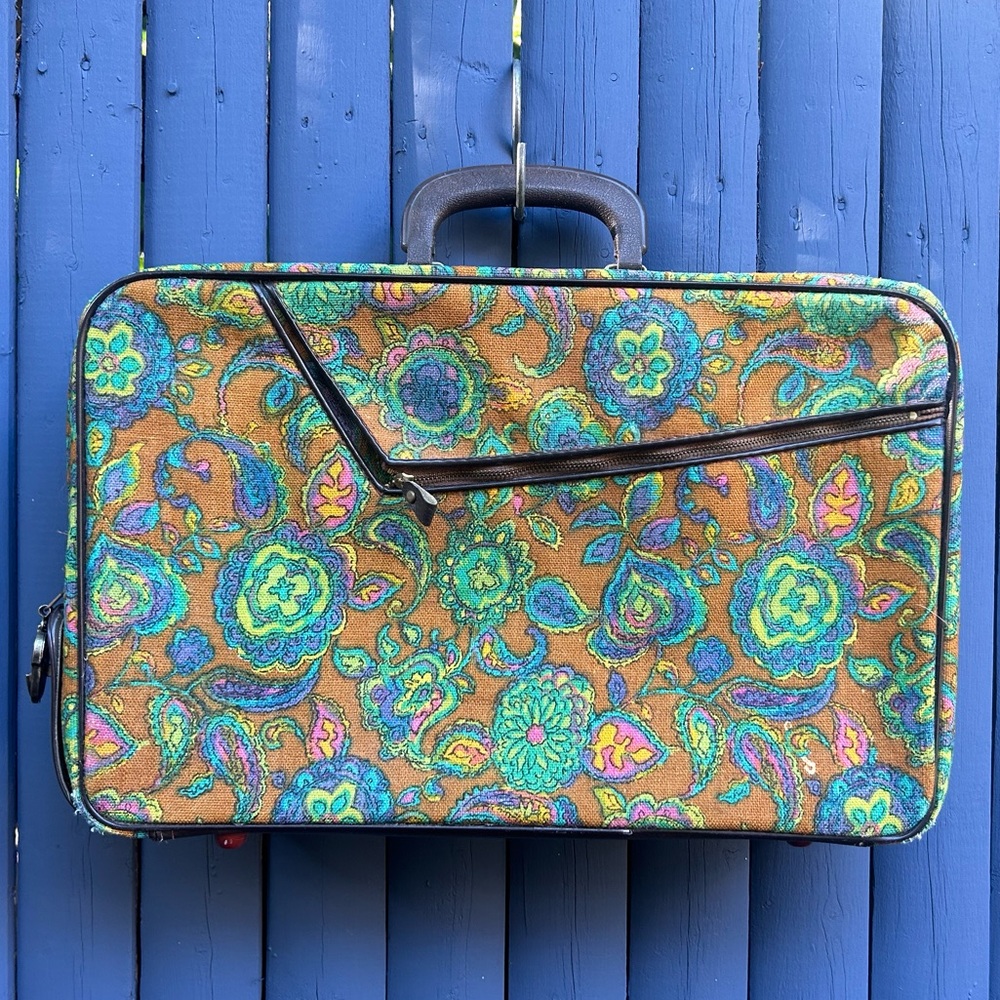 Retro Vintage 60’s / 70’s Floral & Paisley Suitcase